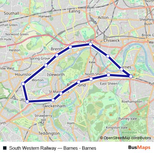 South Western Railway rail Line Map