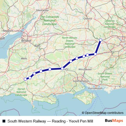 South Western Railway rail Line Map
