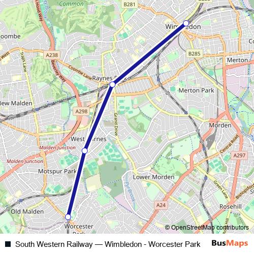 South Western Railway rail Line Map