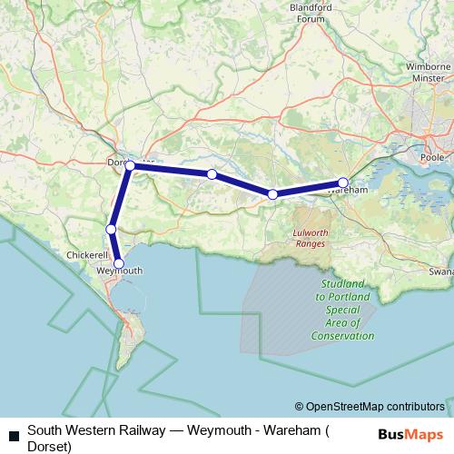 South Western Railway rail Line Map