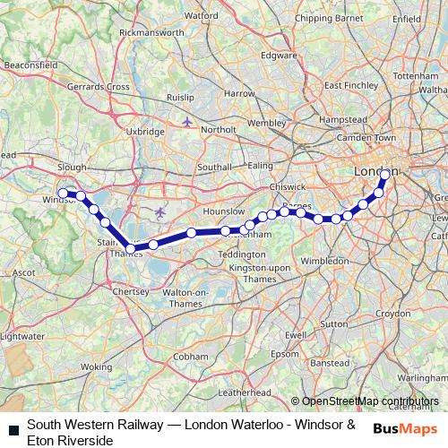 South Western Railway rail Line Map