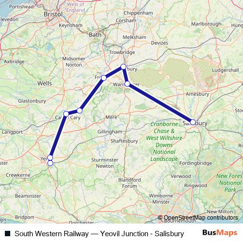 South Western Railway rail Line Map