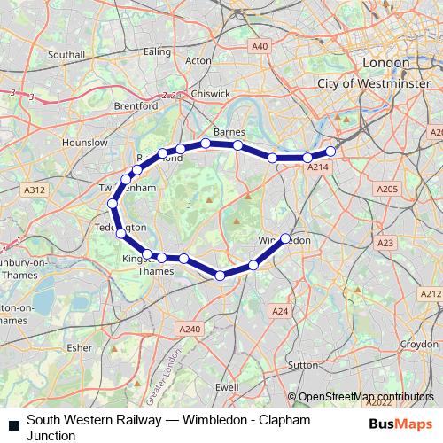 South Western Railway rail Line Map