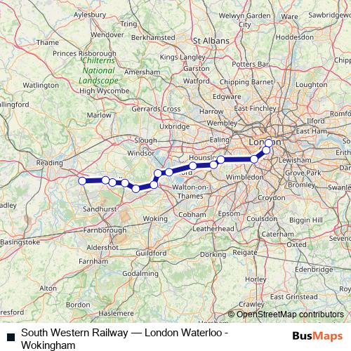 South Western Railway rail Line Map