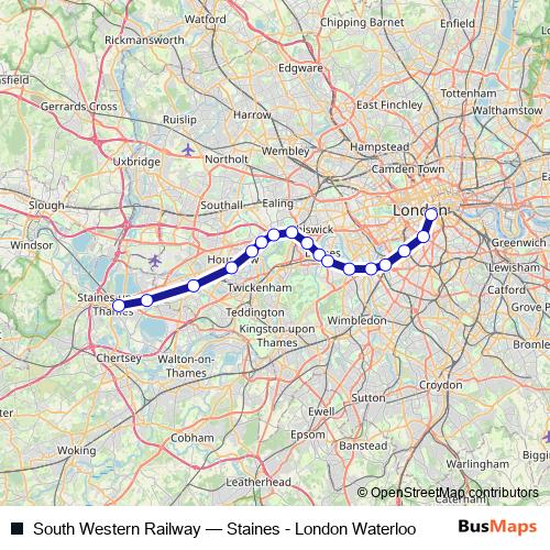 South Western Railway rail Line Map