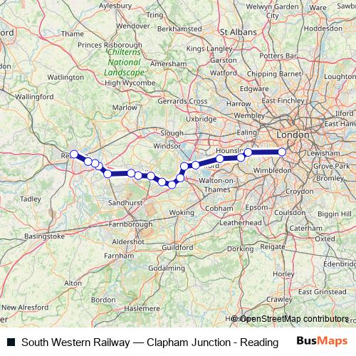 South Western Railway rail Line Map