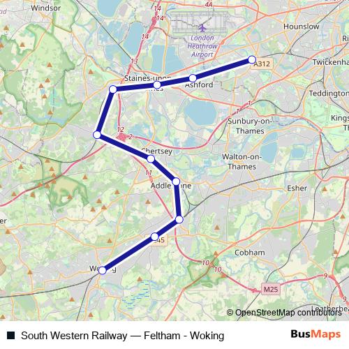 South Western Railway rail Line Map