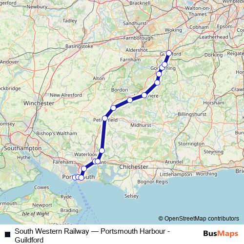 South Western Railway rail Line Map