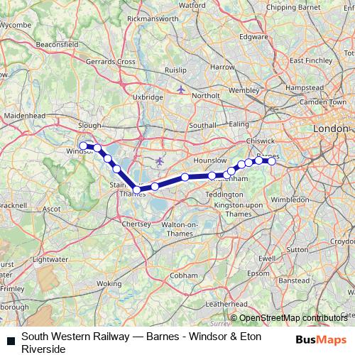 South Western Railway rail Line Map