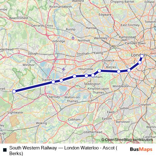 South Western Railway rail Line Map