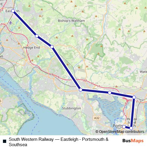South Western Railway rail Line Map