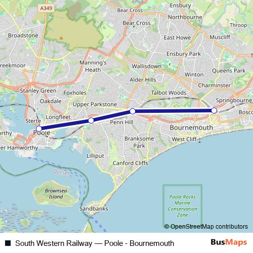 South Western Railway rail Line Map