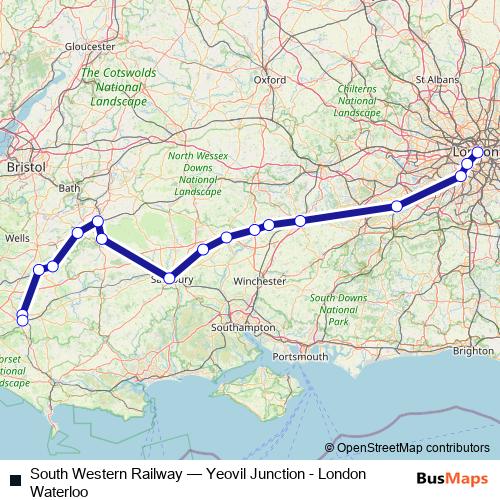 South Western Railway rail Line Map