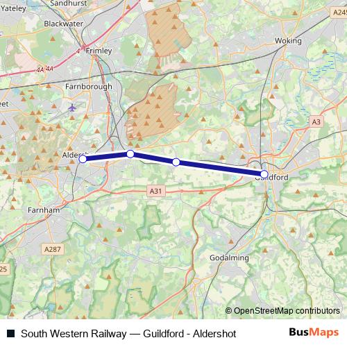 South Western Railway rail Line Map