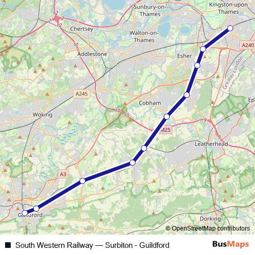 South Western Railway rail Line Map