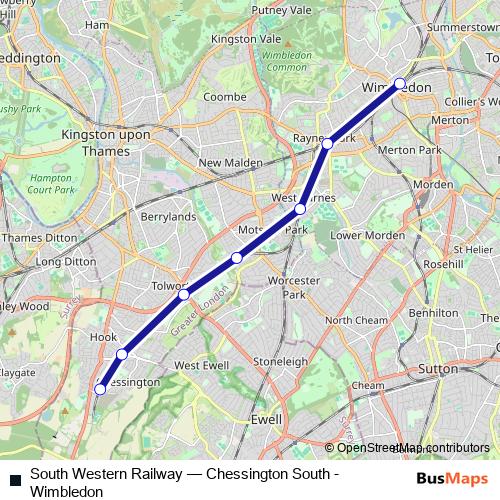 South Western Railway rail Line Map