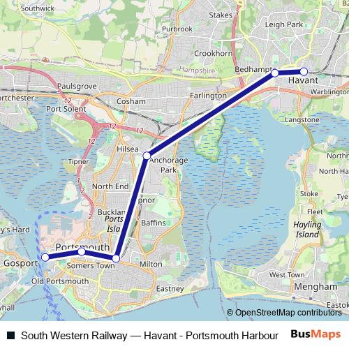 South Western Railway rail Line Map