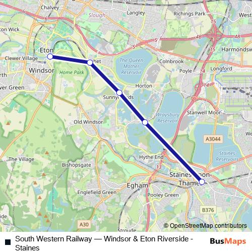 South Western Railway rail Line Map