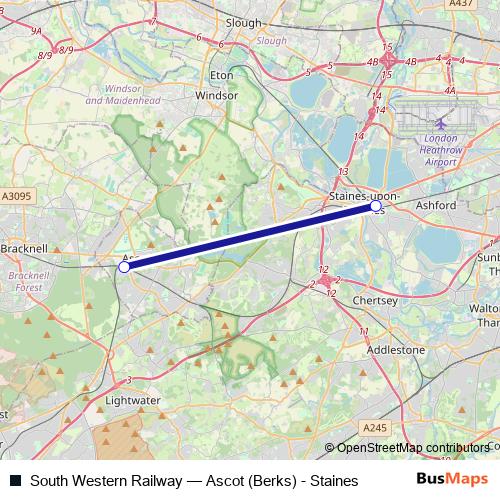 South Western Railway rail Line Map