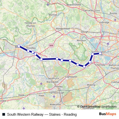 South Western Railway rail Line Map