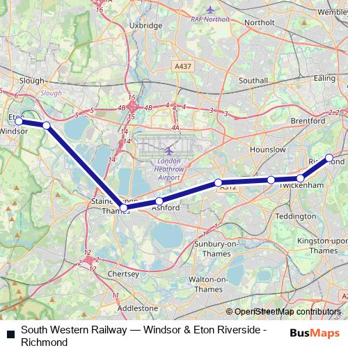 South Western Railway rail Line Map