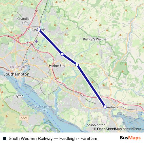 South Western Railway rail Line Map