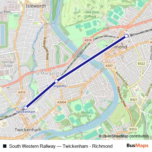 South Western Railway rail Line Map