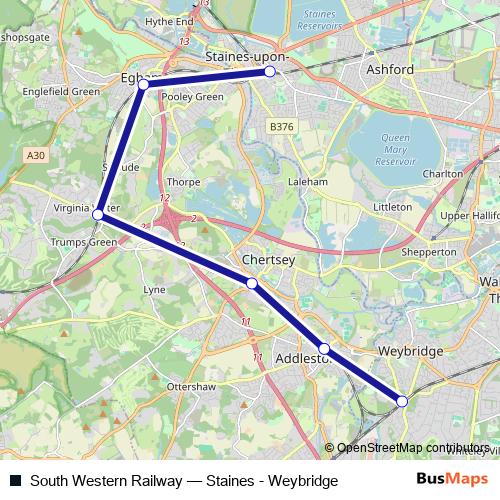 South Western Railway rail Line Map
