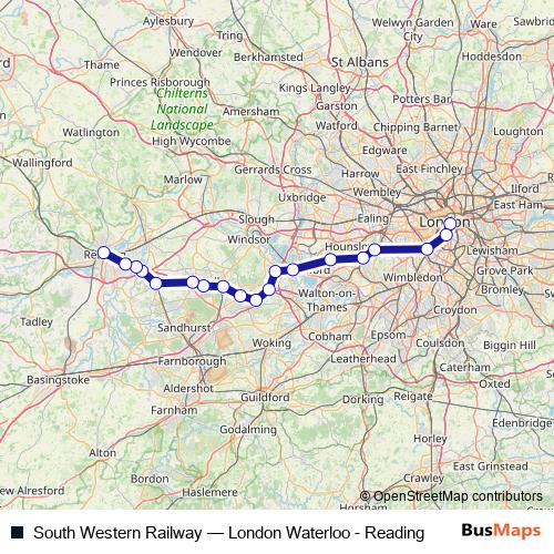 South Western Railway rail Line Map