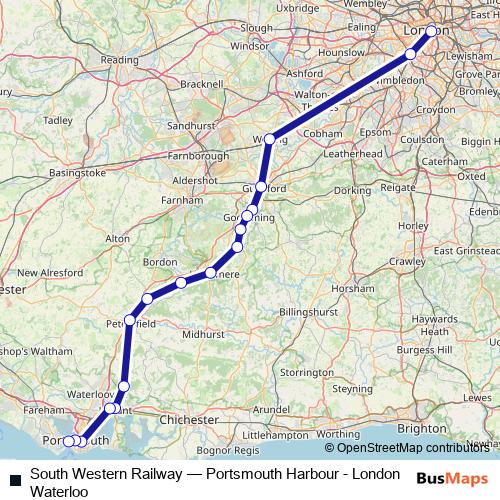 South Western Railway rail Line Map