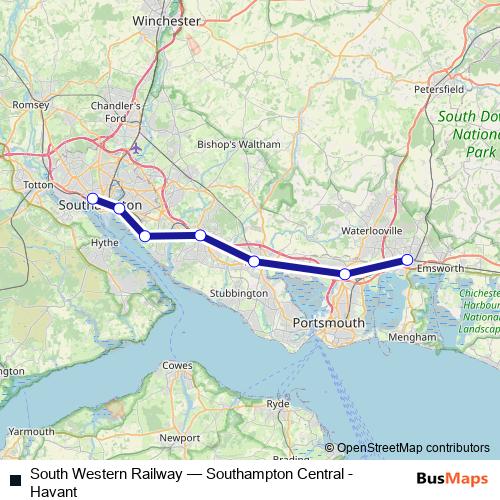 South Western Railway rail Line Map