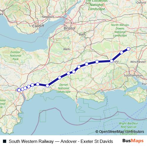 South Western Railway rail Line Map