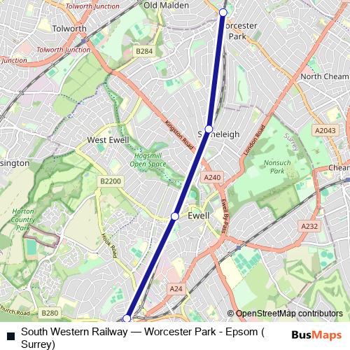 South Western Railway rail Line Map