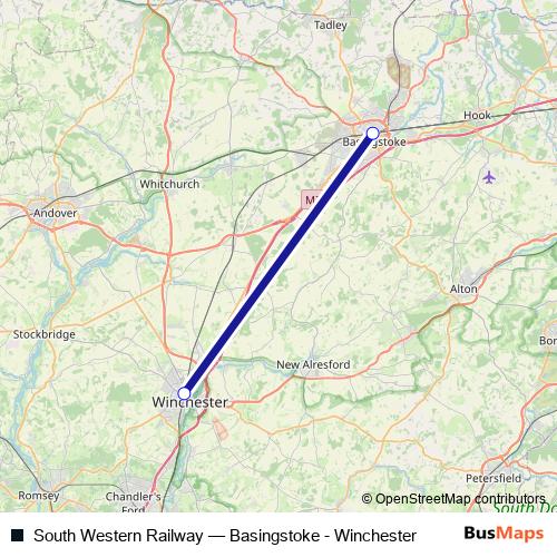 South Western Railway rail Line Map