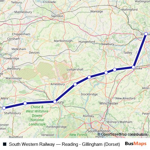 South Western Railway rail Line Map
