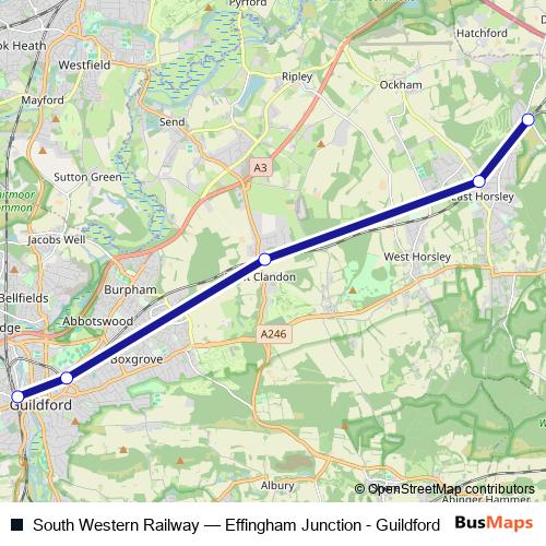 South Western Railway rail Line Map