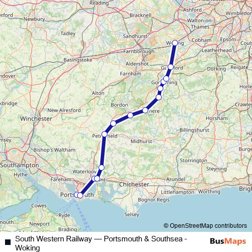 South Western Railway rail Line Map