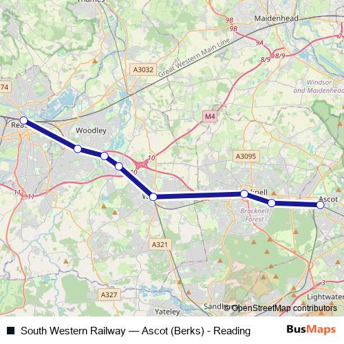 South Western Railway rail Line Map