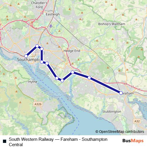 South Western Railway rail Line Map
