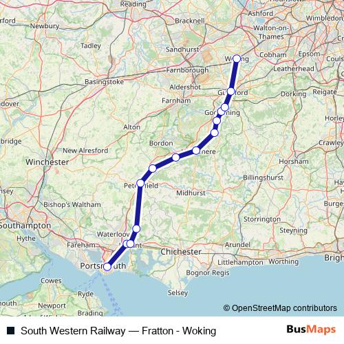 South Western Railway rail Line Map