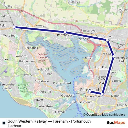 South Western Railway rail Line Map