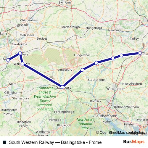 South Western Railway rail Line Map