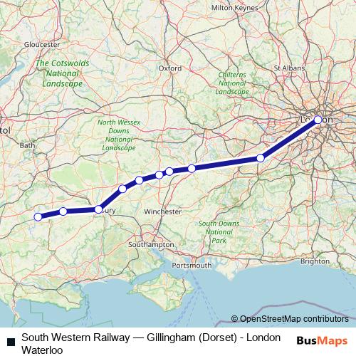 South Western Railway rail Line Map