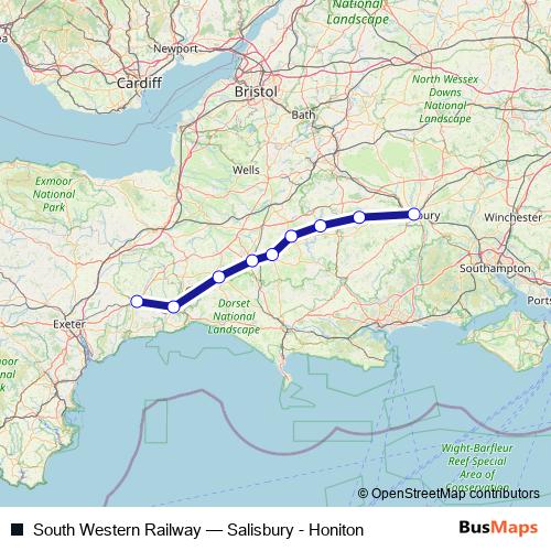 South Western Railway rail Line Map