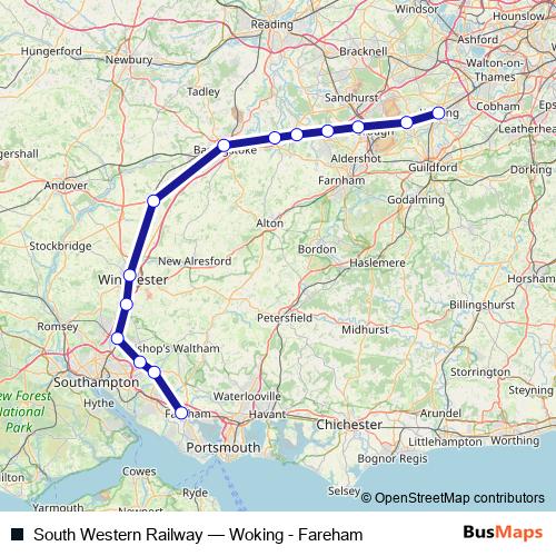 South Western Railway rail Line Map