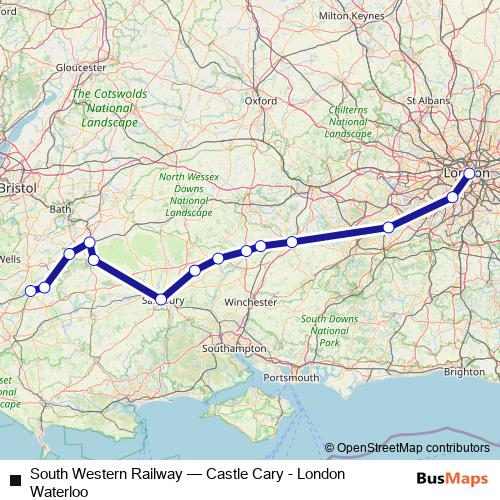 South Western Railway rail Line Map