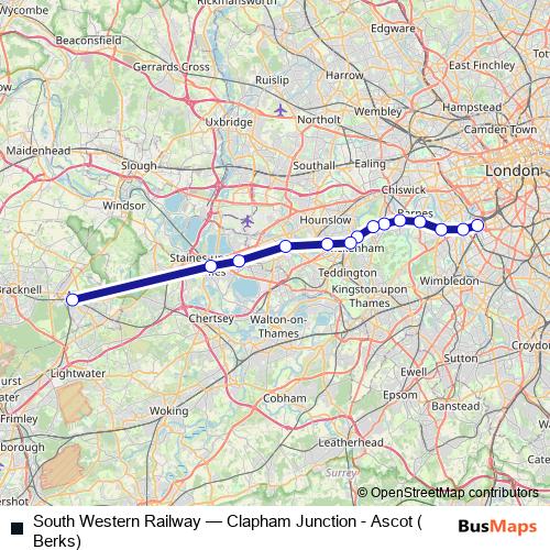 South Western Railway rail Line Map