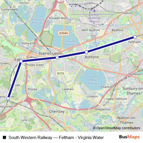 South Western Railway rail Line Map