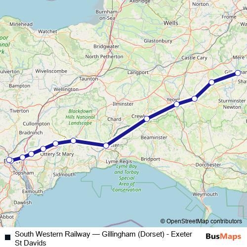 South Western Railway rail Line Map