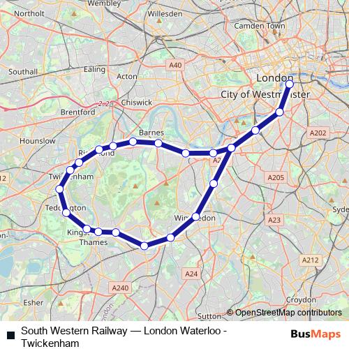 South Western Railway rail Line Map